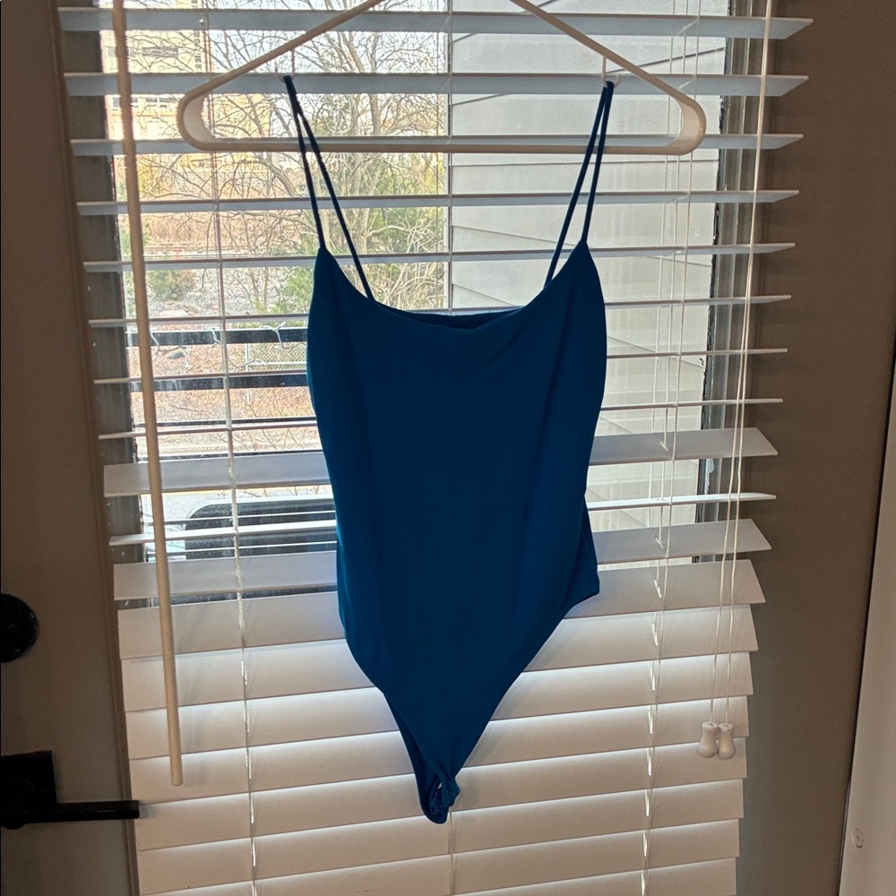 Blue Spaghetti Strap Bodysuit
